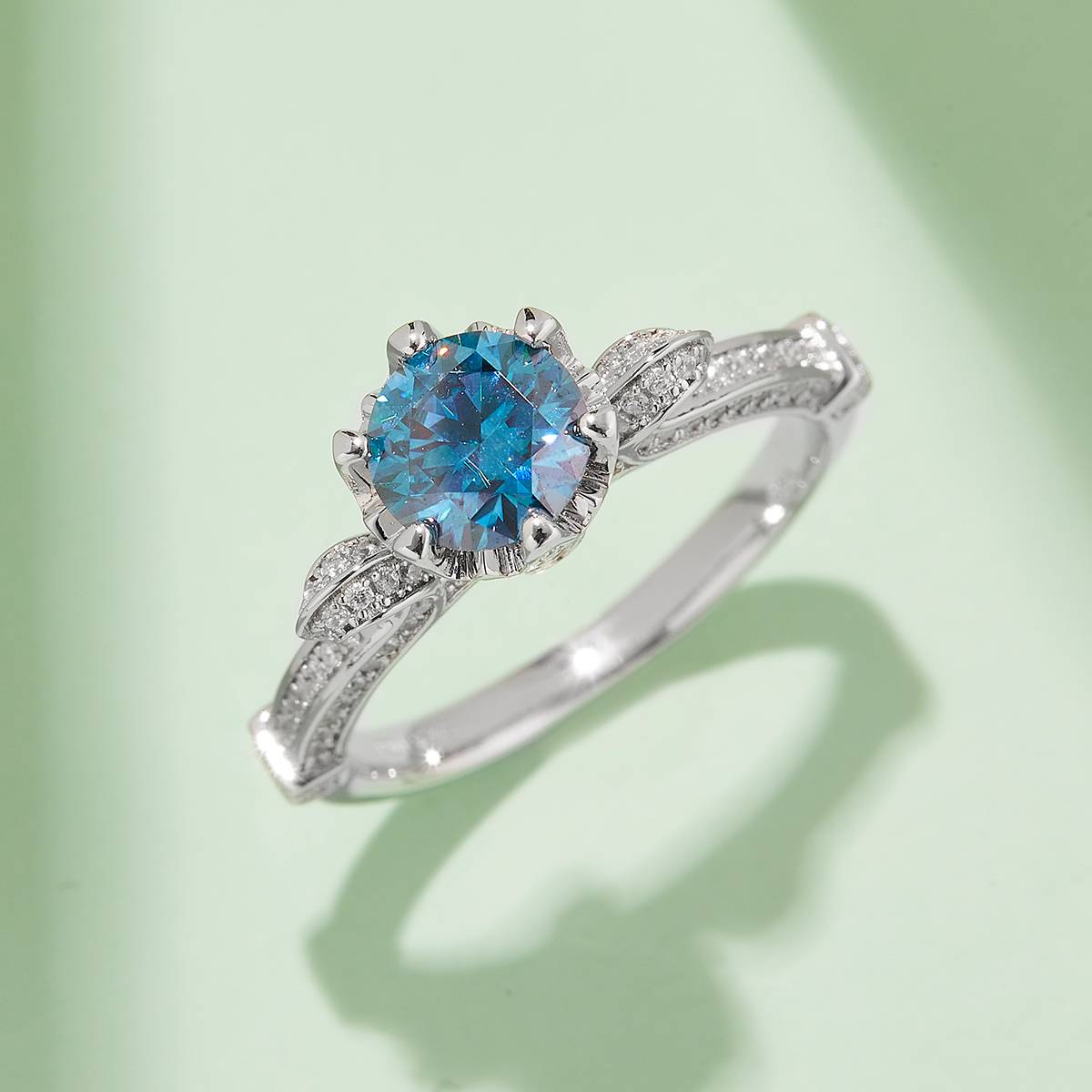 Swan Lake S925 Silver Plated Platinum Moissanite Diamond Women's Ring 1 Carat D-Class